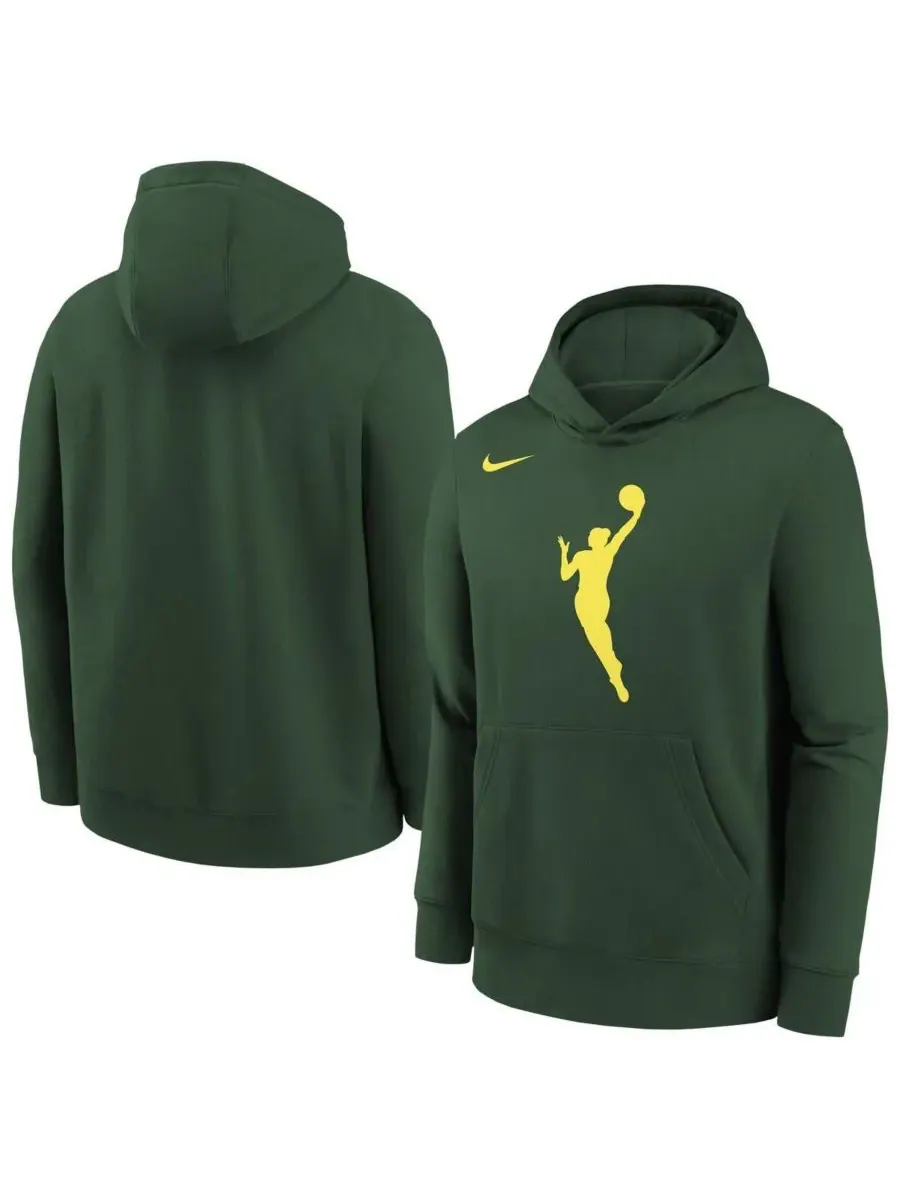 Nike Толстовка с капюшоном Big Boys and Girls Hunter Green с логотипом WNBA, символикой команды — изображение 1 из 3, зеленый