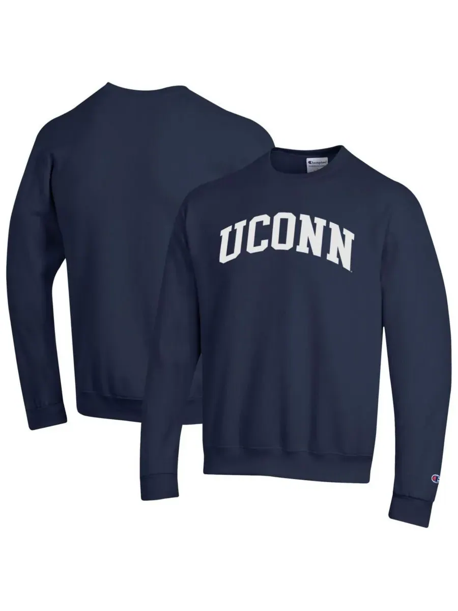 Champion Мужская темно-синяя флисовая толстовка с принтом UConn Huskies Basic Arch — изображение 1 из 3, темно-синий