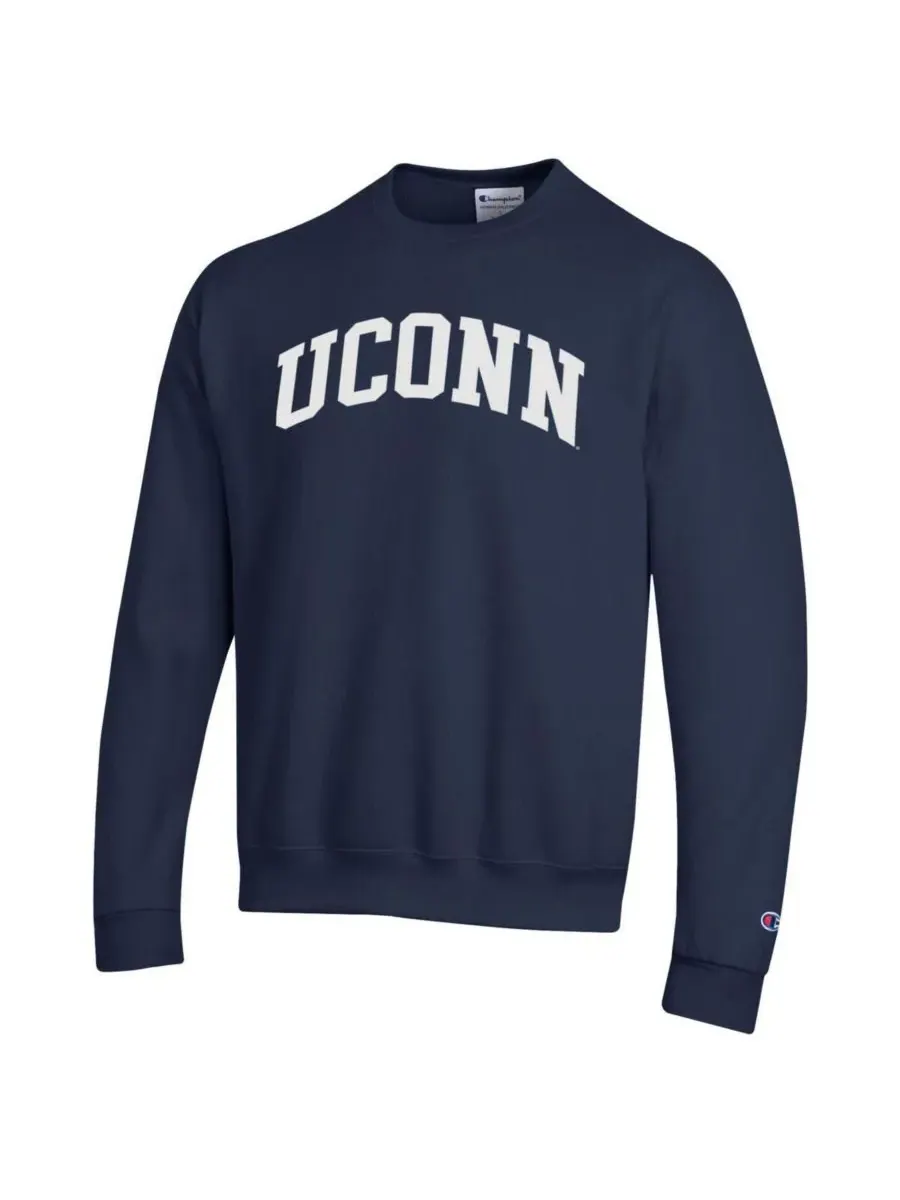 Champion Мужская темно-синяя флисовая толстовка с принтом UConn Huskies Basic Arch — изображение 3 из 3, темно-синий