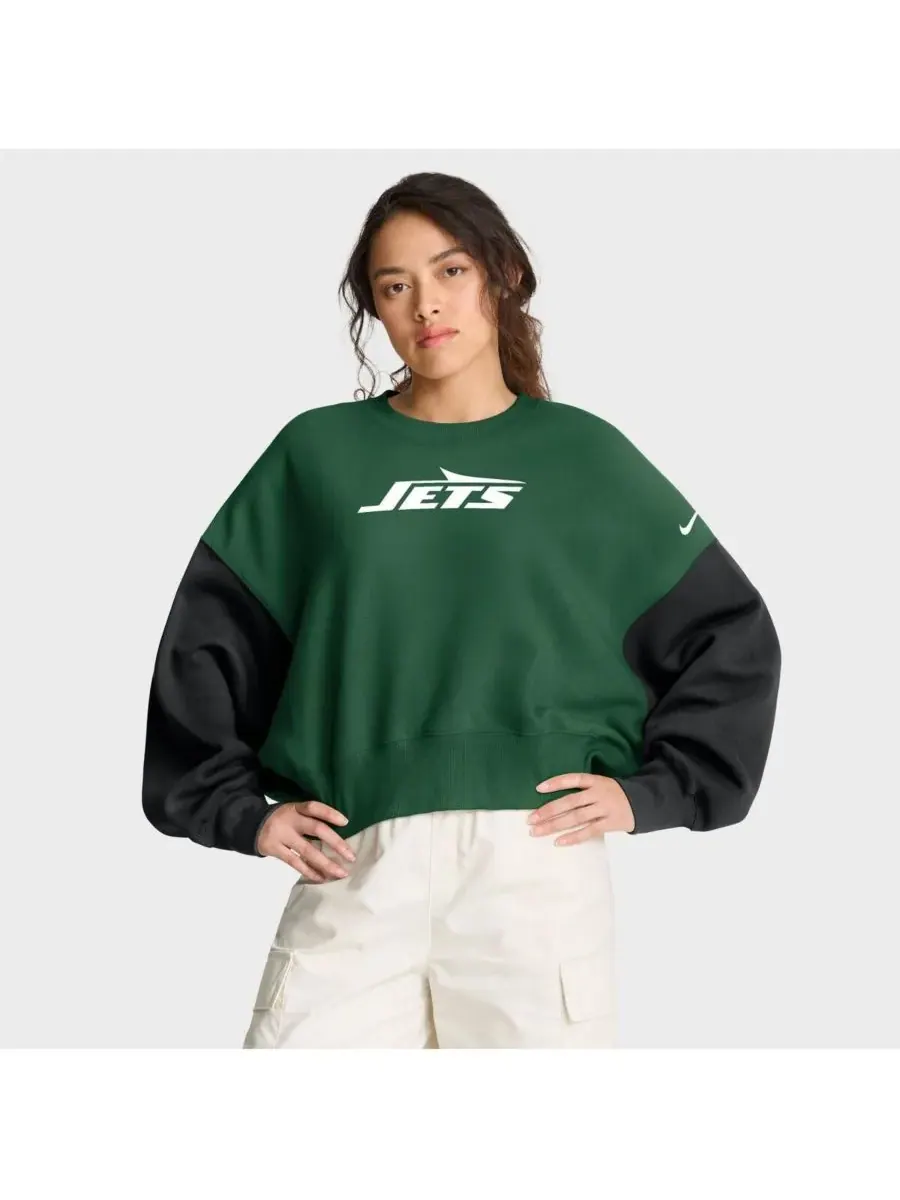 Nike Женская зеленая толстовка-пуловер New York Jets оверсайз с цветовыми блоками — изображение 1 из 5, зеленый