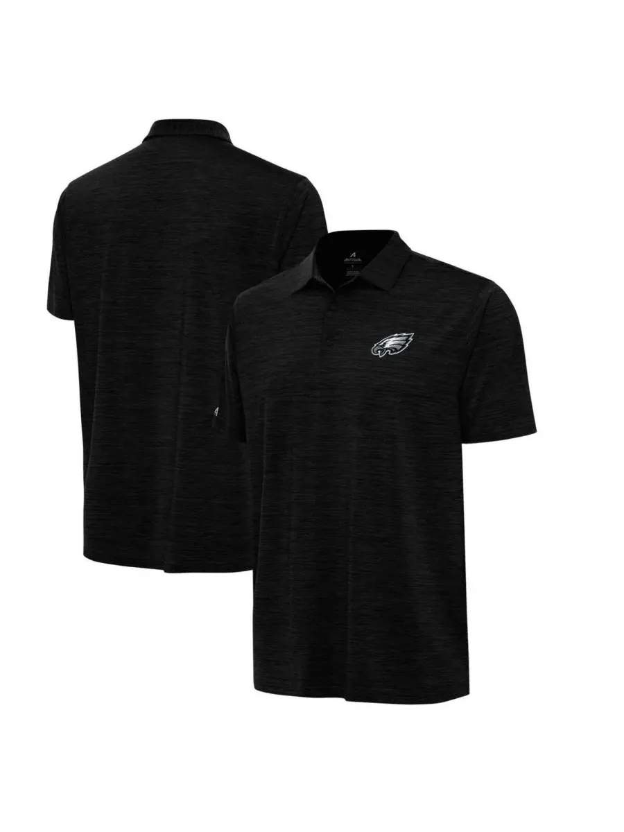 Antigua Мужская поло-рубашка цвета меланж с логотипом Philadelphia Eagles — изображение 1 из 3, черный