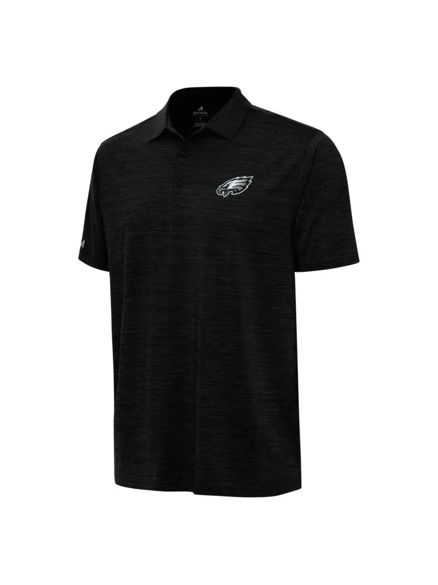 Antigua Мужская поло-рубашка цвета меланж с логотипом Philadelphia Eagles — изображение 2 из 3, черный