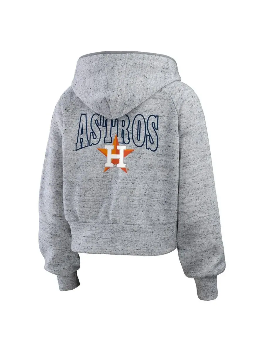 WEAR by Erin Andrews Женская укороченная толстовка на молнии из флиса цвета «Хьюстон Астрос» с — изображение 4 из 5, серый