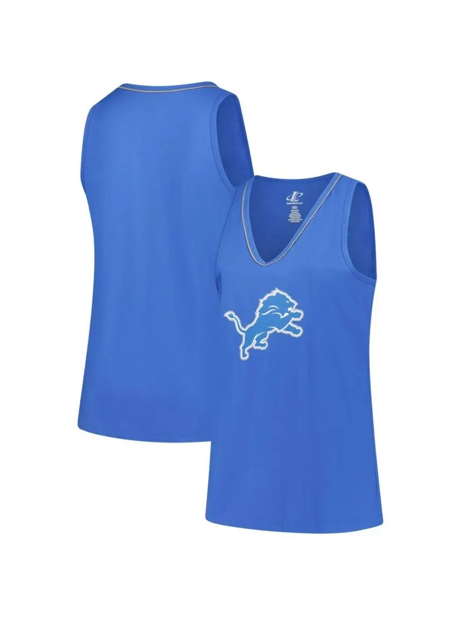 Logo Athletic Женская синяя майка с V-образным вырезом Detroit Lions большого размера Stellar Win — изображение 1 из 3, синий