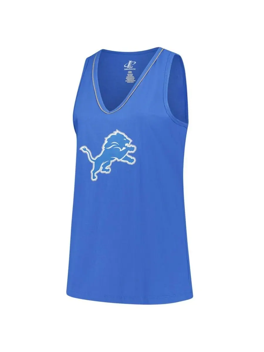 Logo Athletic Женская синяя майка с V-образным вырезом Detroit Lions большого размера Stellar Win — изображение 3 из 3, синий