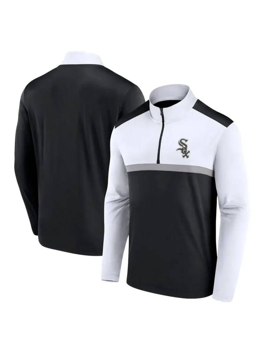 Fanatics Мужская черная футболка Chicago White Sox Unstoppable с застежкой-молнией на четверть длины — изображение 1 из 3