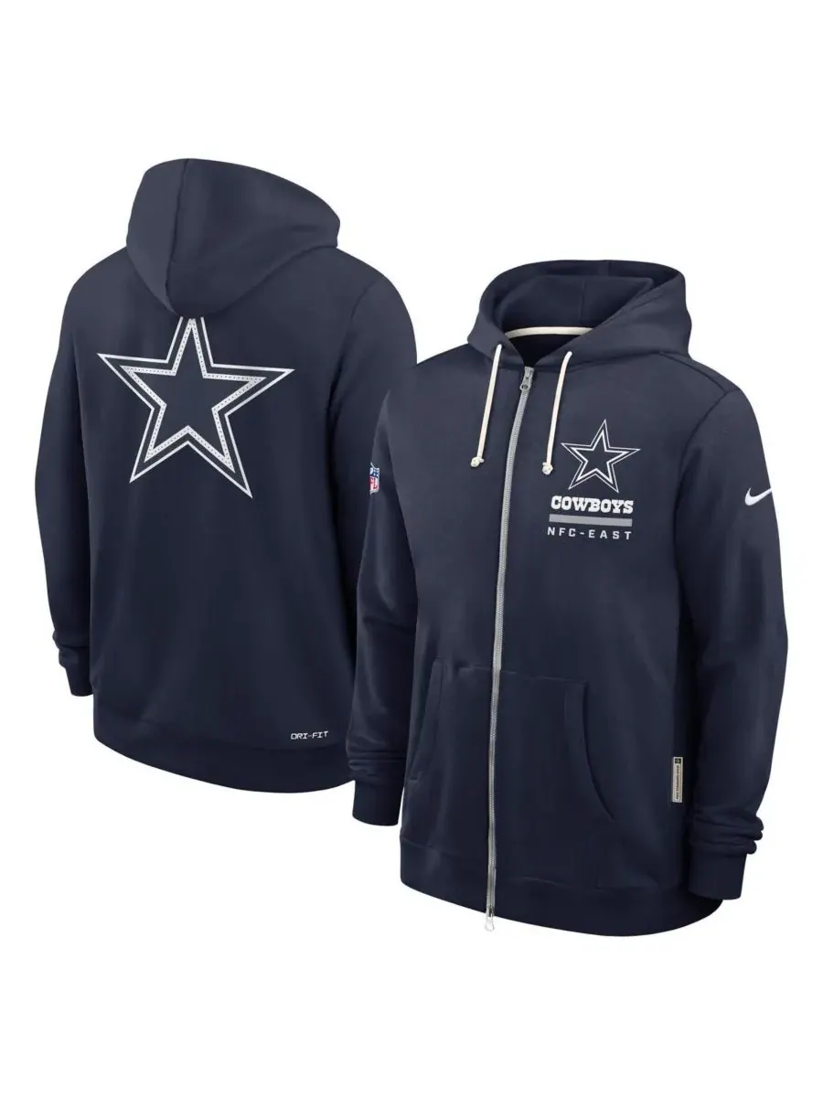 Nike Мужская темно-синяя толстовка на молнии с символикой команды Dallas Cowboys Sideline Utility — изображение 1 из 2