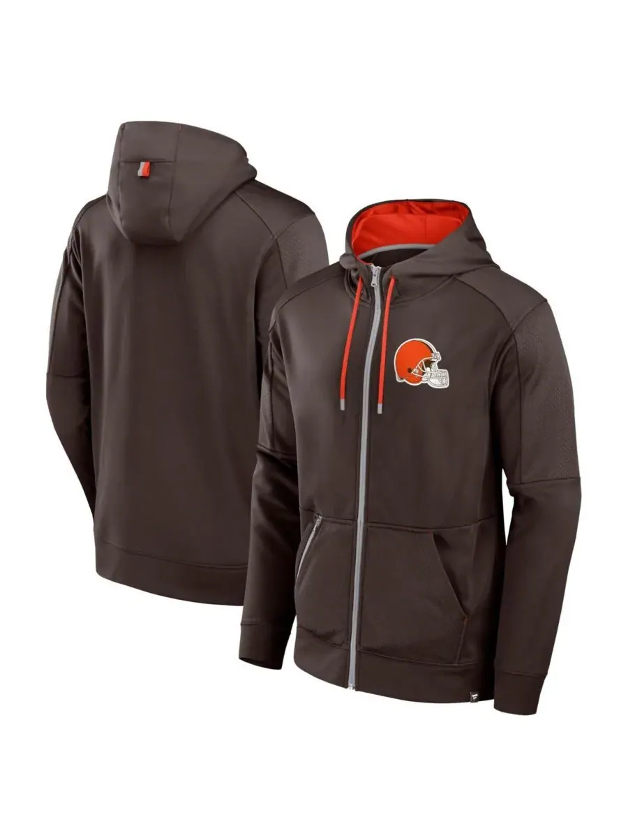 Fanatics Мужская коричневая толстовка на молнии с изображением защитника команды Cleveland Browns — изображение 1 из 3