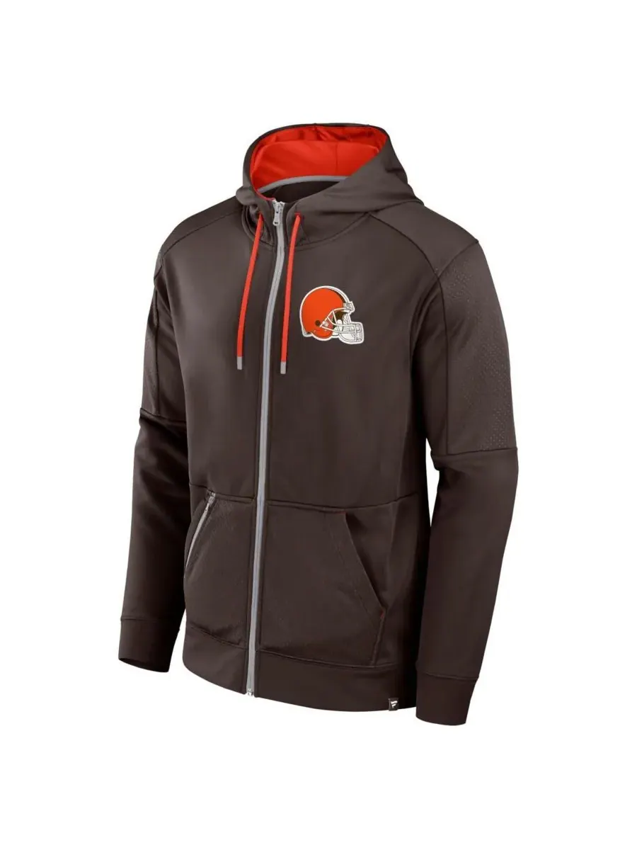 Fanatics Мужская коричневая толстовка на молнии с изображением защитника команды Cleveland Browns — изображение 2 из 3