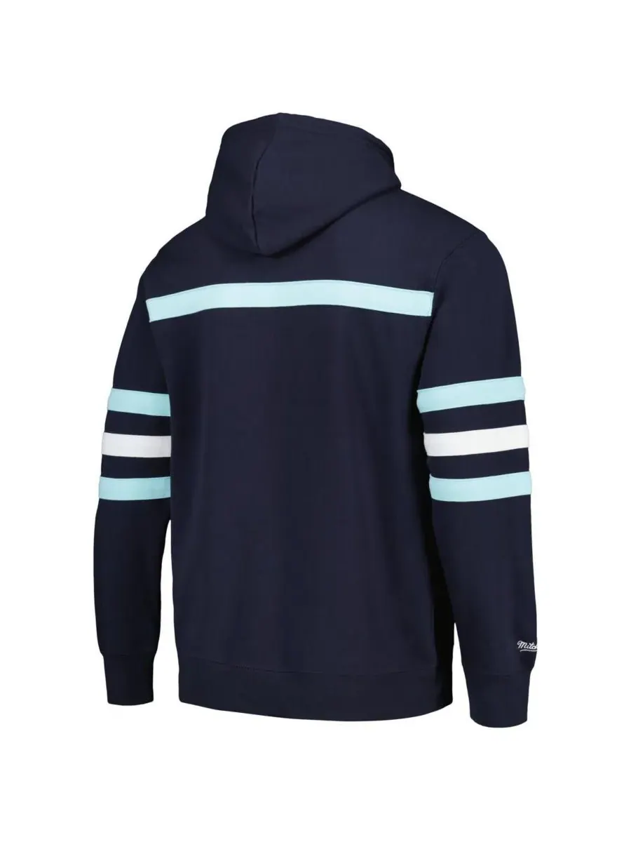 Mitchell & Ness Мужская толстовка с капюшоном Deep Sea Blue Seattle Kraken Head Coach — изображение 3 из 4, глубокий синий