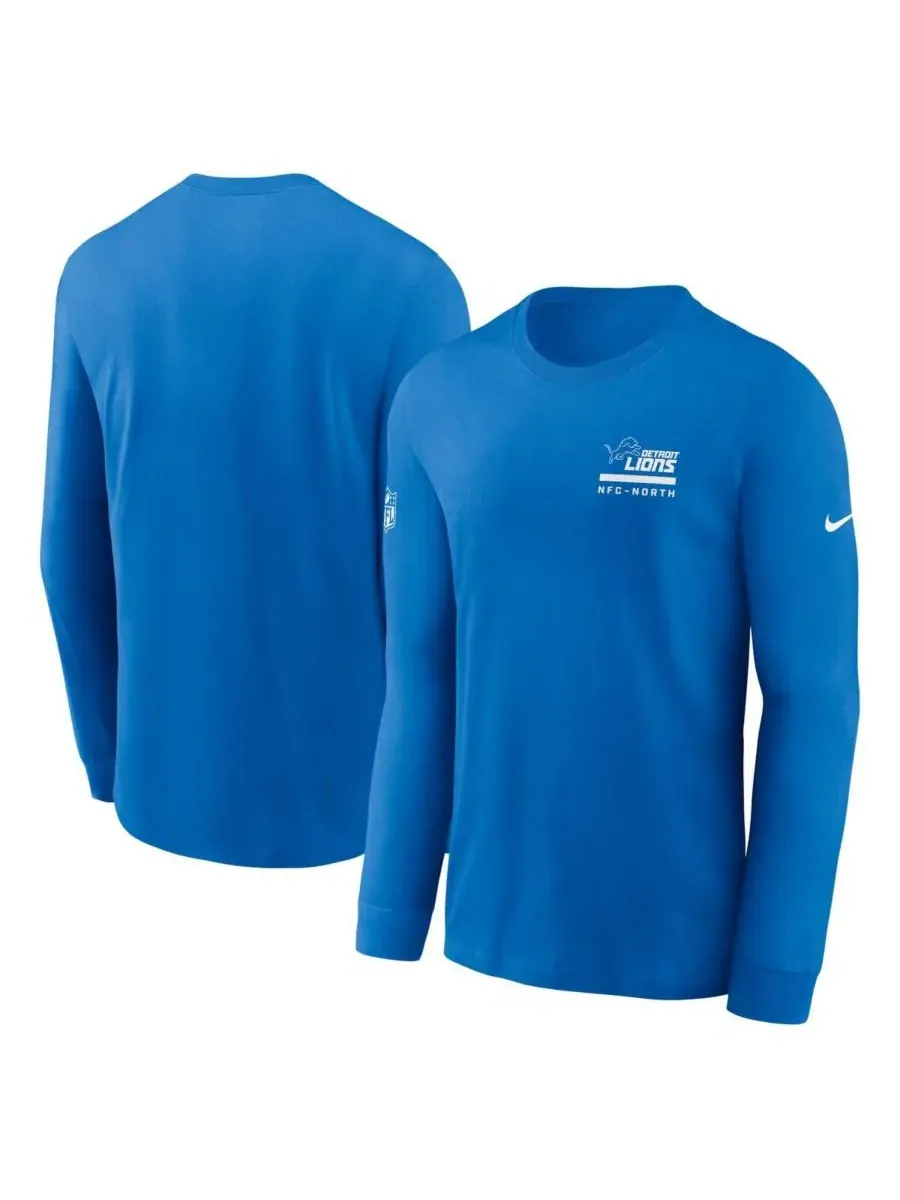 Nike Мужская синяя футболка с длинным рукавом Detroit Lions Sideline Performance — изображение 1 из 2, синий