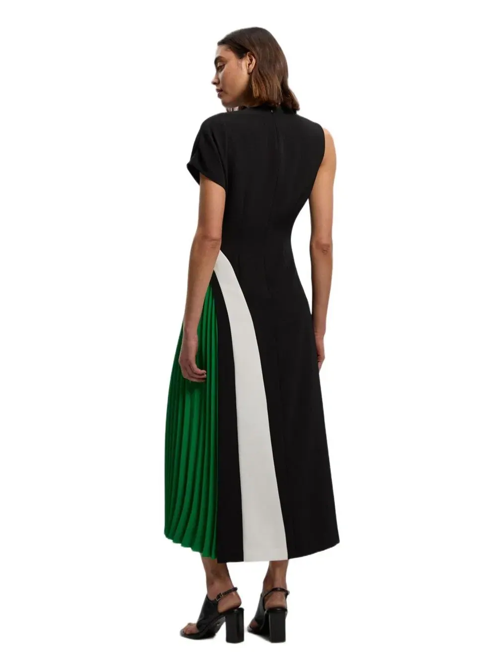 Женское миди-платье с плиссировкой и блочным рисунком Karen Millen, Mono — изображение 3 из 7