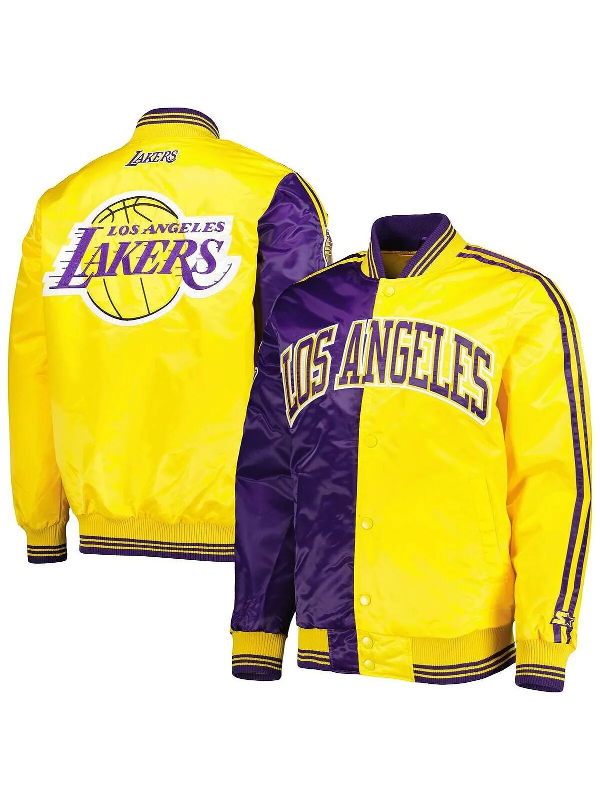 Мужская пурпурно-золотая куртка los angeles lakers fast break satin full-snap Starter