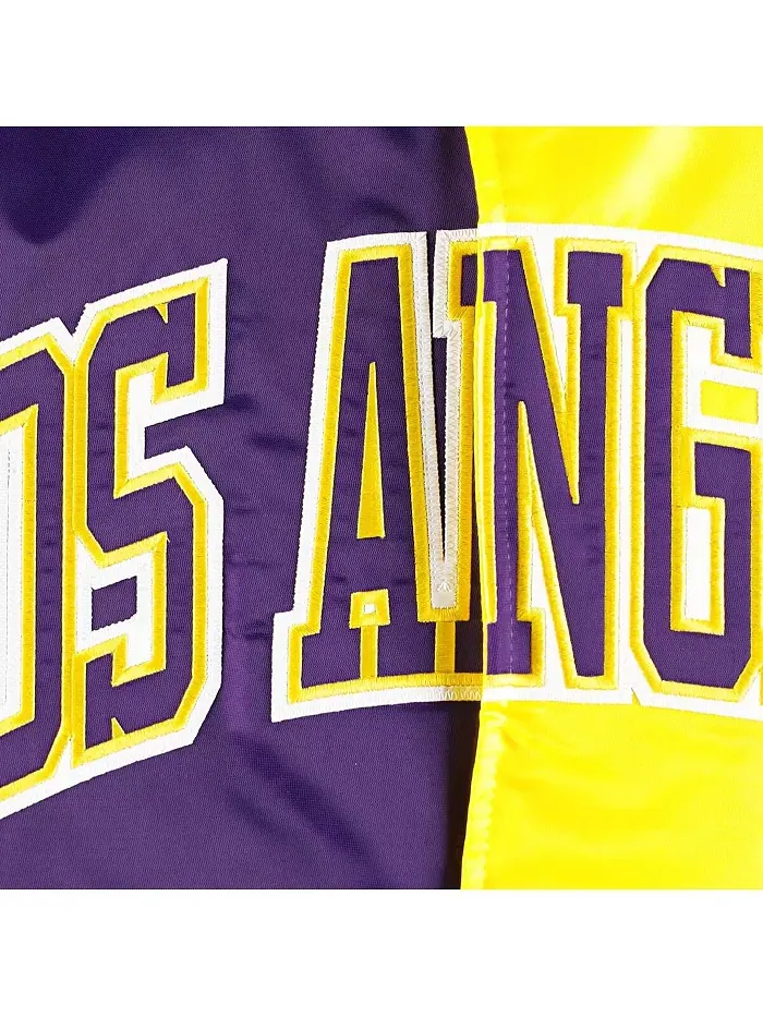 Мужская фиолетовая, золотая куртка Los Angeles Lakers Fast Break на молнии из сатина Starter — изображение 2 из 4