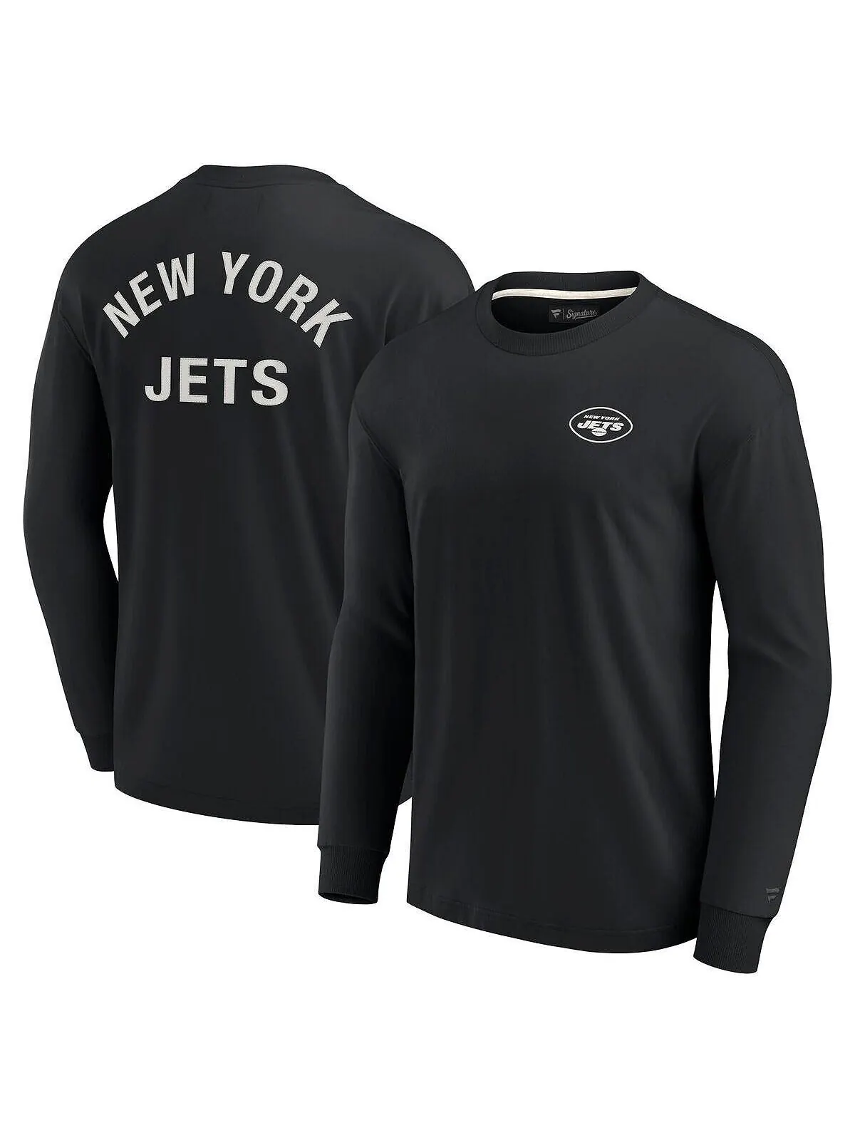 Черная супермягкая футболка с длинным рукавом для мужчин и женщин New York Jets Fanatics Signature — изображение 1 из 3