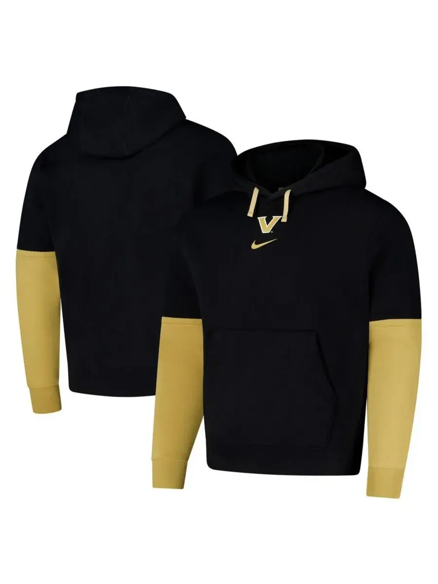 Nike Мужская черная флисовая толстовка с капюшоном Vanderbilt Commodores 2024 Sideline Club — изображение 1 из 3, черный