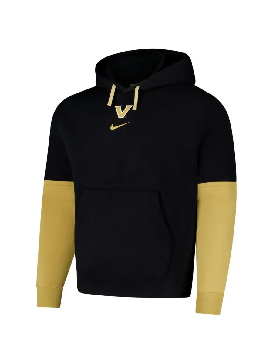 Nike Мужская черная флисовая толстовка с капюшоном Vanderbilt Commodores 2024 Sideline Club — изображение 2 из 3, черный