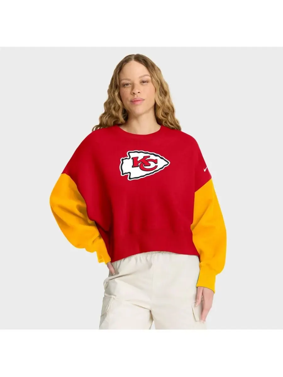Nike Женская красная толстовка-пуловер Kansas City Chiefs оверсайз с цветными блоками — изображение 1 из 5, красный