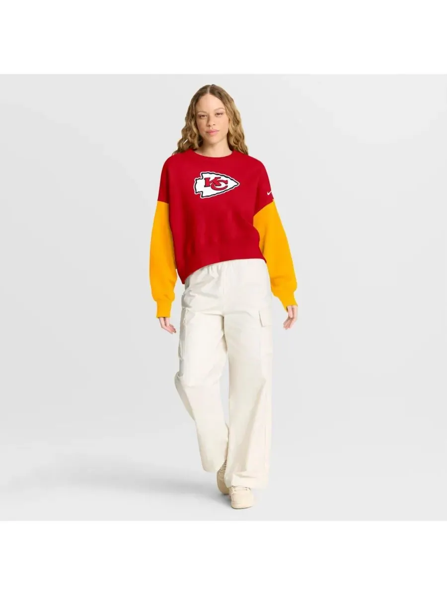Nike Женская красная толстовка-пуловер Kansas City Chiefs оверсайз с цветными блоками — изображение 3 из 5, красный
