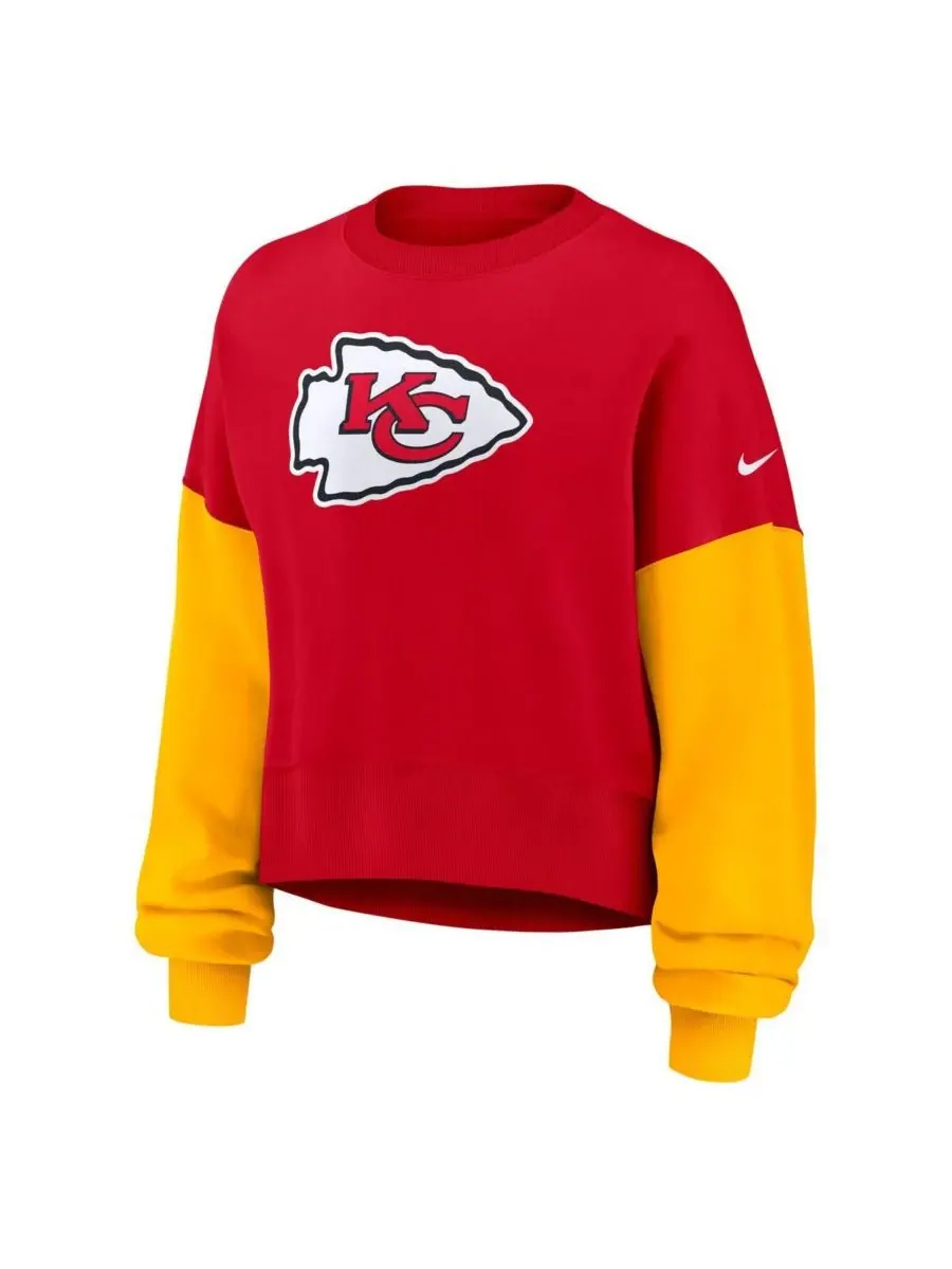 Nike Женская красная толстовка-пуловер Kansas City Chiefs оверсайз с цветными блоками — изображение 4 из 5, красный