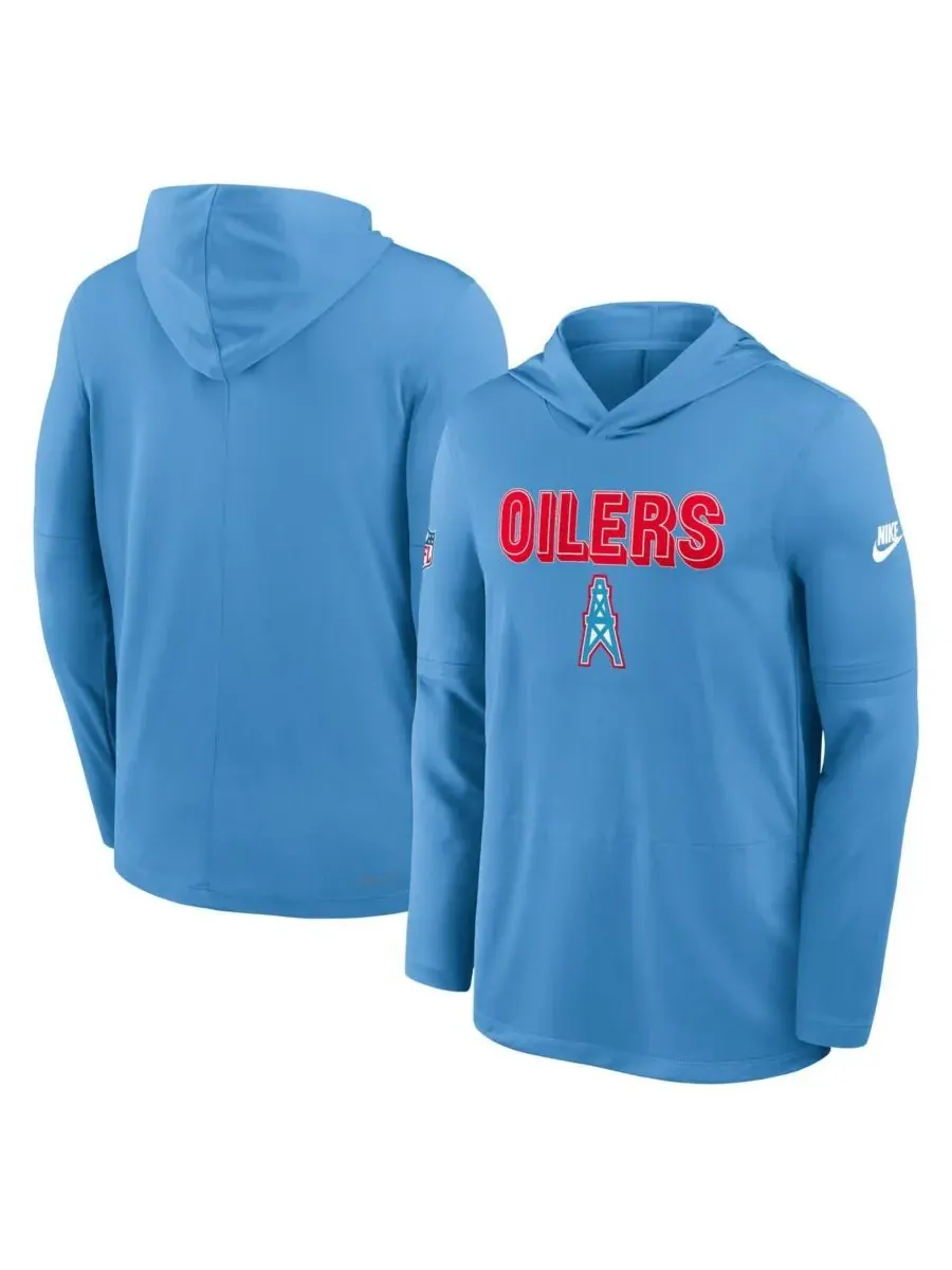 Nike Мужская светло-голубая толстовка с длинным рукавом Tennessee Titans Oilers Throwback Alt Pack — изображение 1 из 2