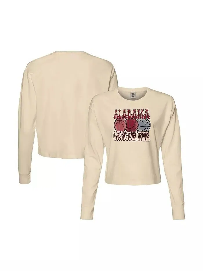 Женская баскетбольная футболка Natural Alabama Crimson Tide Comfort Colors с длинным рукавом Image — изображение 1 из 3