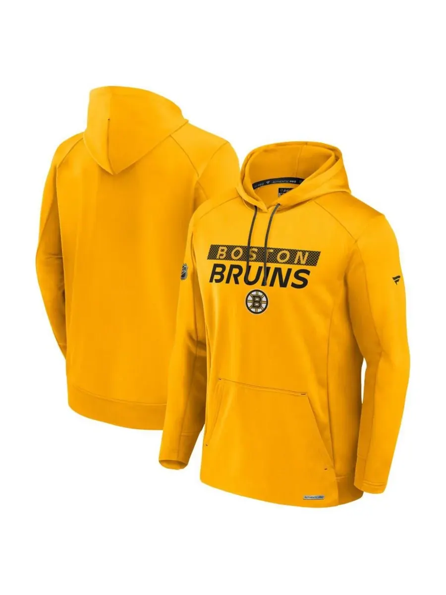 Мужская золотистая флисовая толстовка с капюшоном Boston Bruins Authentic Pro Rink Fanatics — изображение 1 из 3, золото