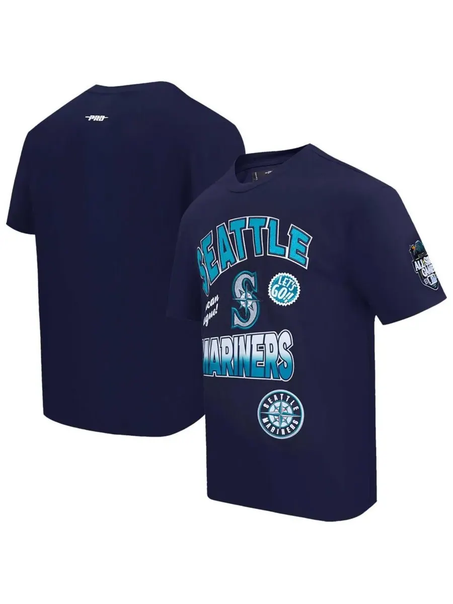 Pro Standard Мужская темно-синяя футболка Seattle Mariners Turn It Up с приспущенными плечами — изображение 1 из 5
