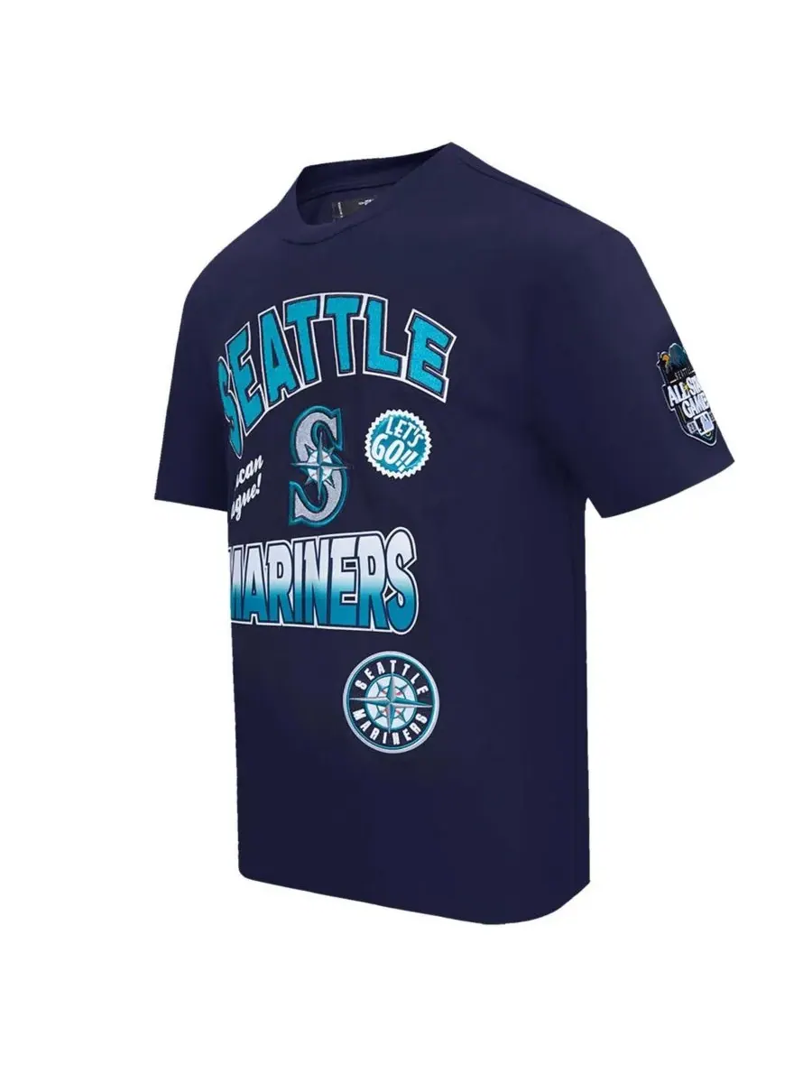 Pro Standard Мужская темно-синяя футболка Seattle Mariners Turn It Up с приспущенными плечами — изображение 4 из 5