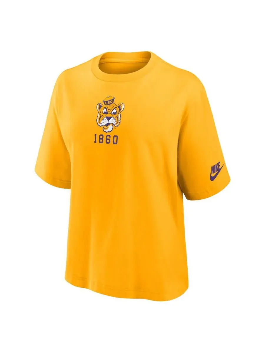 Женская золотая футболка свободного кроя LSU Tigers Legacy Established Nike — изображение 2 из 3, золото