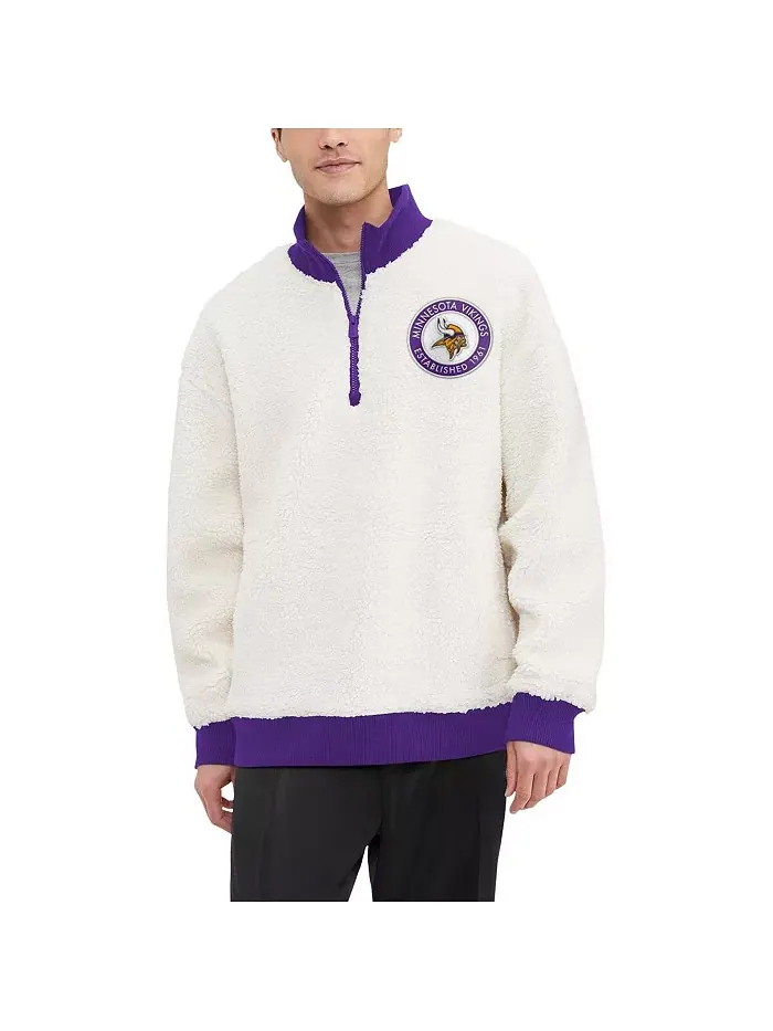 Мужская кремовая толстовка Minnesota Vikings Jordan Sherpa с молнией до середины груди Tommy — изображение 1 из 4