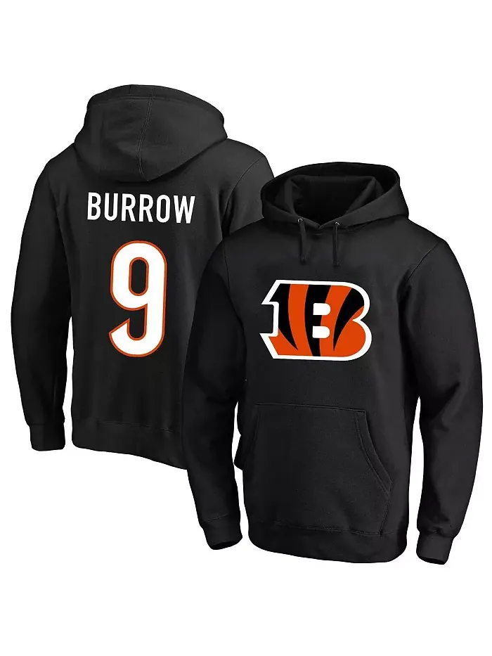 Мужская толстовка с капюшоном Joe Burrow черного цвета Cincinnati Bengals большого и высокого — изображение 1 из 3