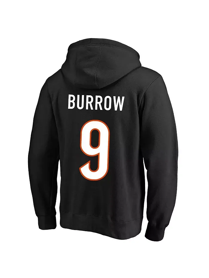 Мужская толстовка с капюшоном Joe Burrow черного цвета Cincinnati Bengals большого и высокого — изображение 2 из 3