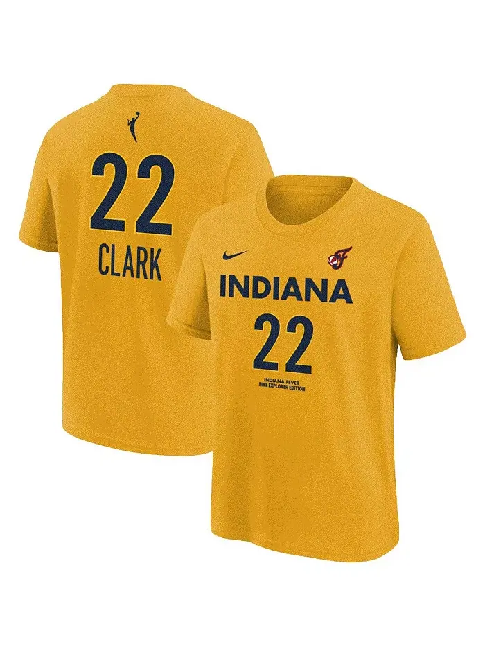 Футболка с именем и номером Caitlin Clark Indiana Fever золотая для подростков Nike — изображение 1 из 3