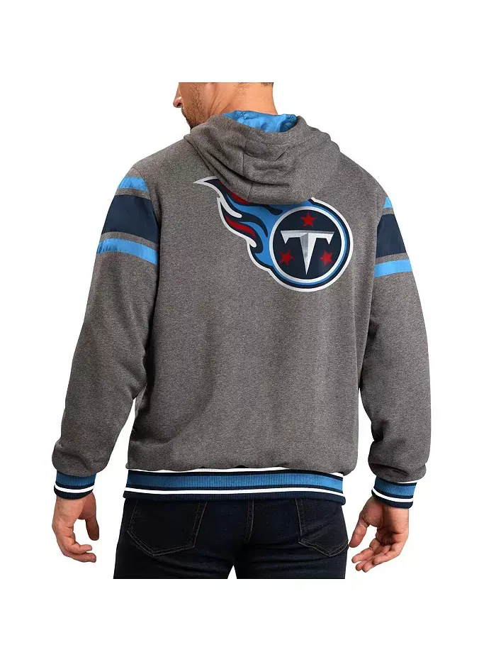 Мужская серо-синяя реверсивная толстовка с капюшоном Tennessee Titans Extreme Full Back на молнии — изображение 3 из 3