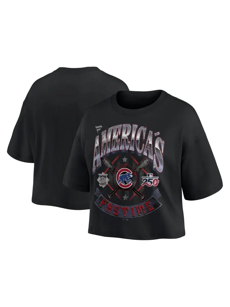 Футболка женская с принтом Americana Cropped Top Fanatics — изображение 1 из 3, черный