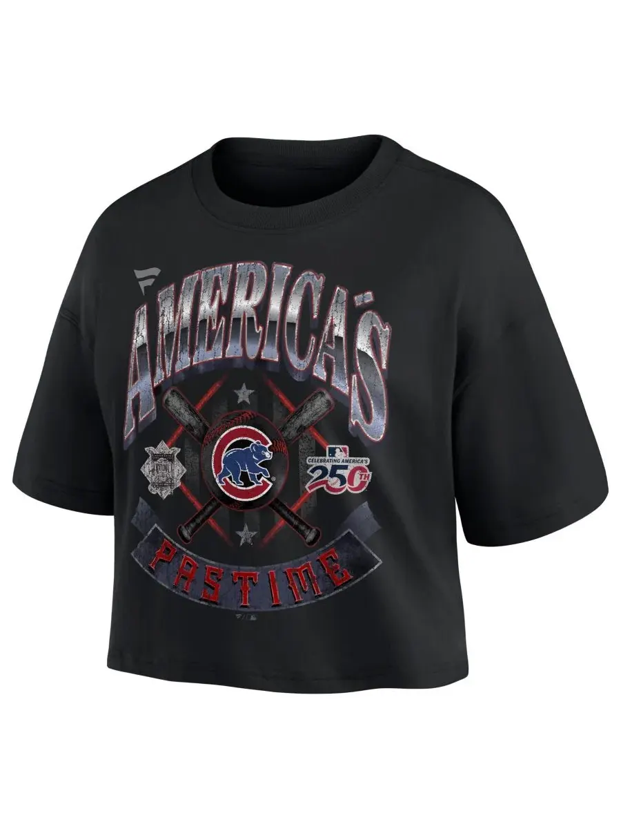 Футболка женская с принтом Americana Cropped Top Fanatics — изображение 2 из 3, черный
