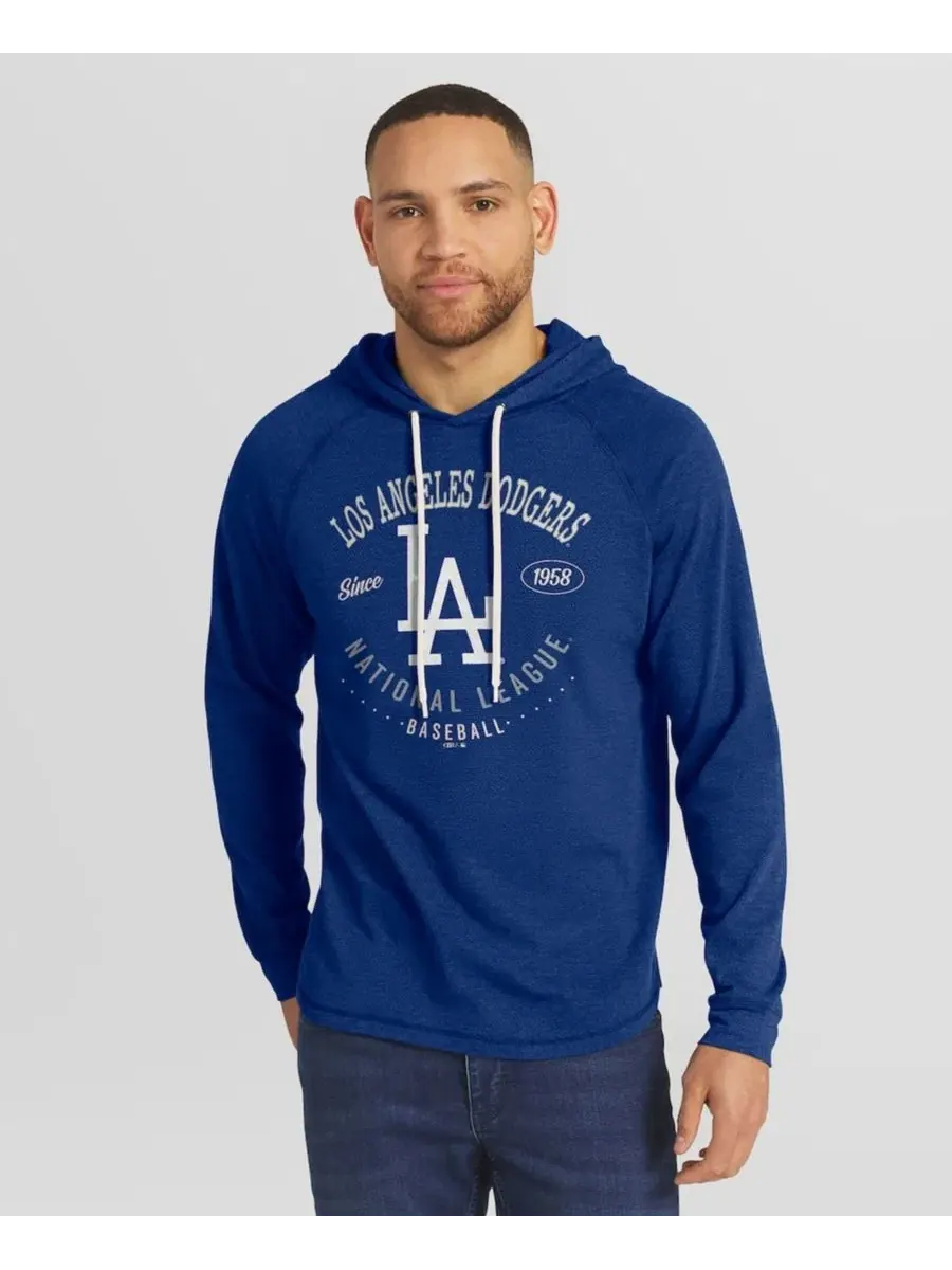 Лонгслив с капюшоном и рукавами реглан, с принтом, Los Angeles Dodgers Fanatics — изображение 4 из 5, королевский