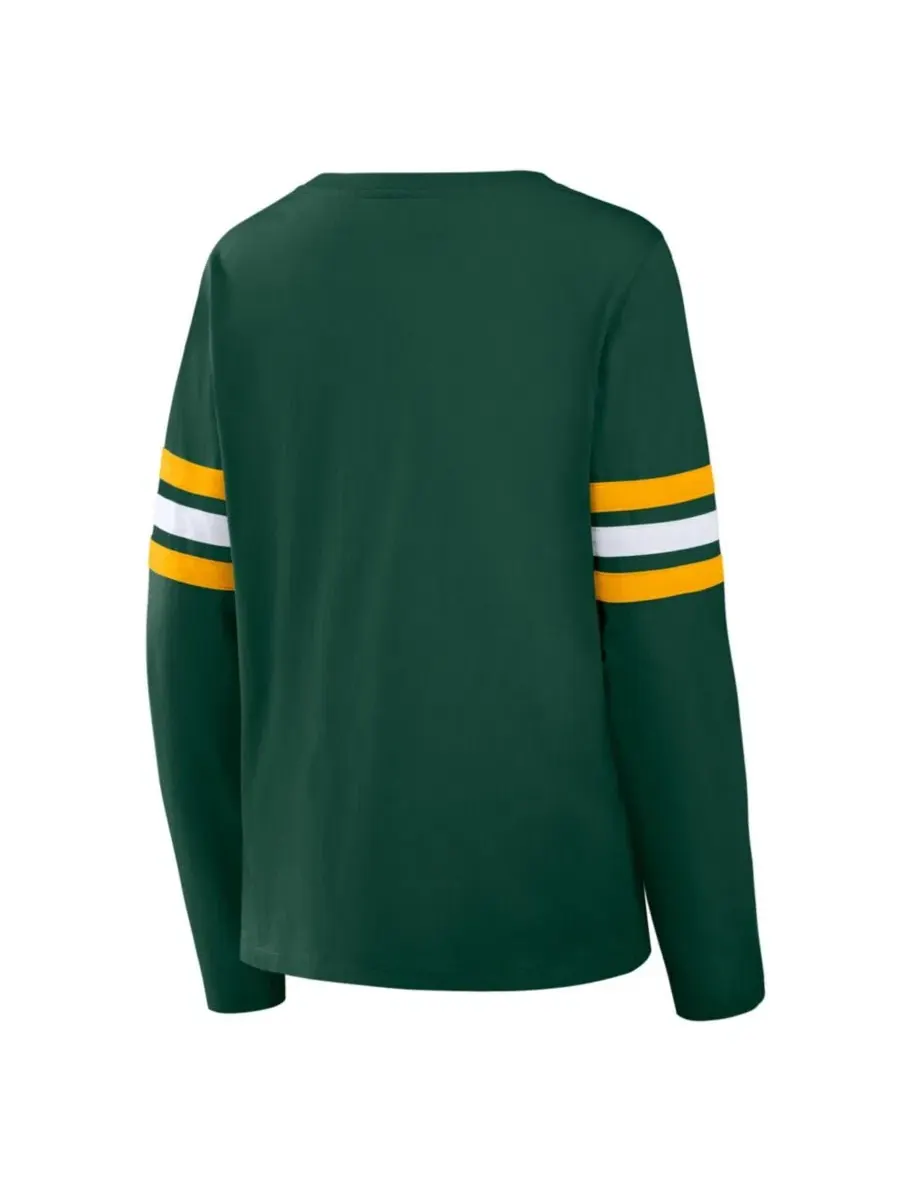 Женская футболка с длинным рукавом с шнуровкой Fanatics Green Bay Packers — изображение 3 из 3, зеленый золотистый