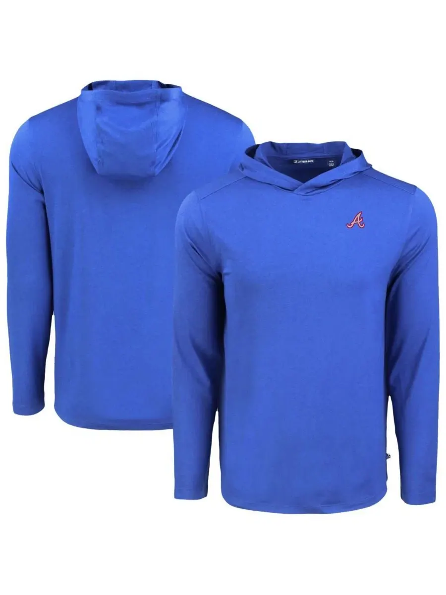 Лонгслив-худи с капюшоном Royal Atlanta Braves Coastline Epic Comfort Eco Cutter & Buck — изображение 1 из 3, королевский