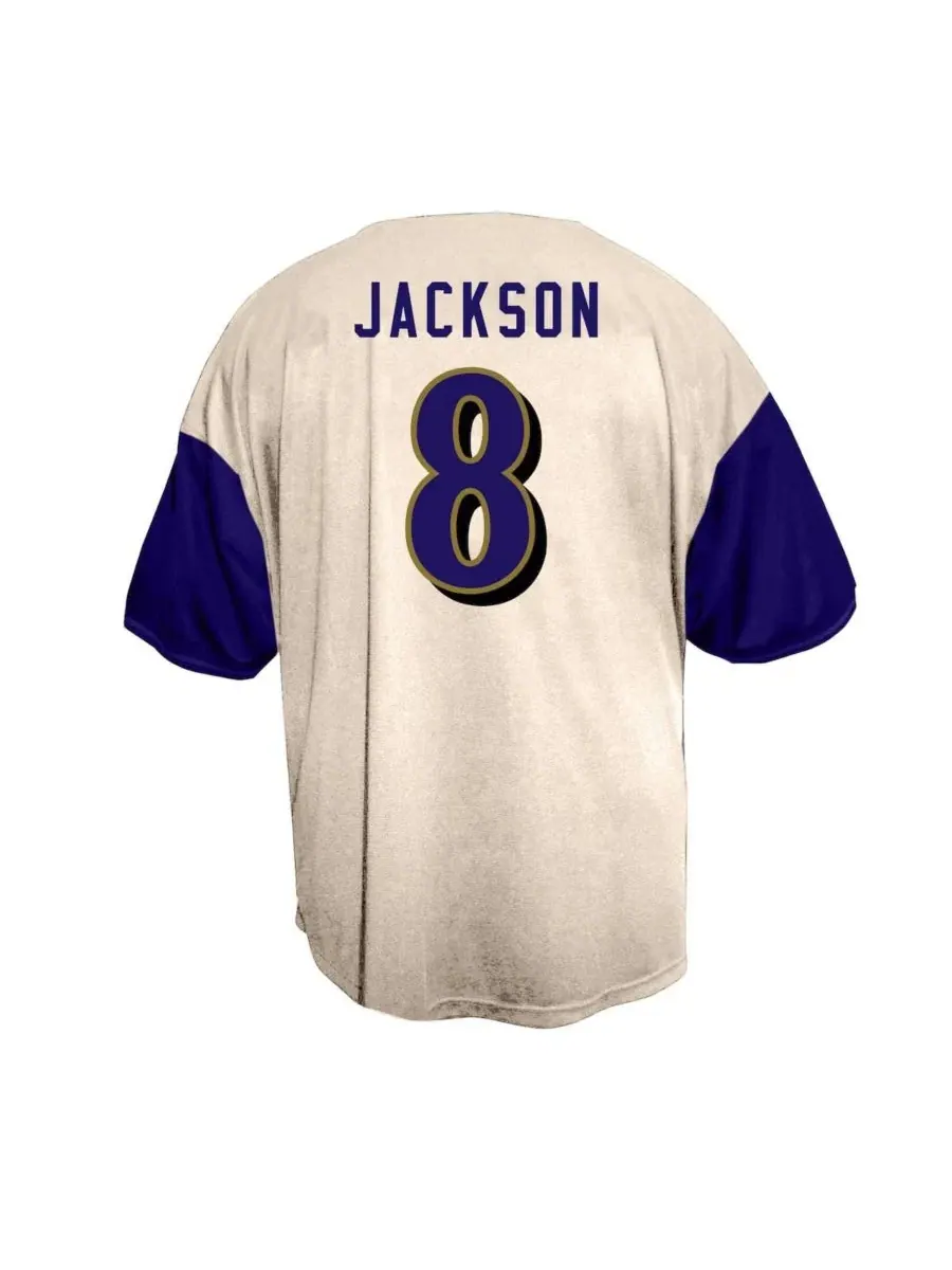 Мужская футболка-бейсболка Lamar Jackson Cream Baltimore Ravens Big & Tall Fanatics — изображение 2 из 3, бежевый