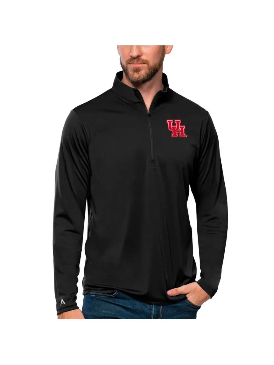 Толстовка с четверть-застежкой Houston Cougars Antigua — изображение 1 из 1, черный