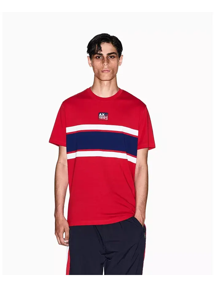Мужская футболка с цветными блоками и логотипом A|X Armani Exchange — изображение 1 из 5