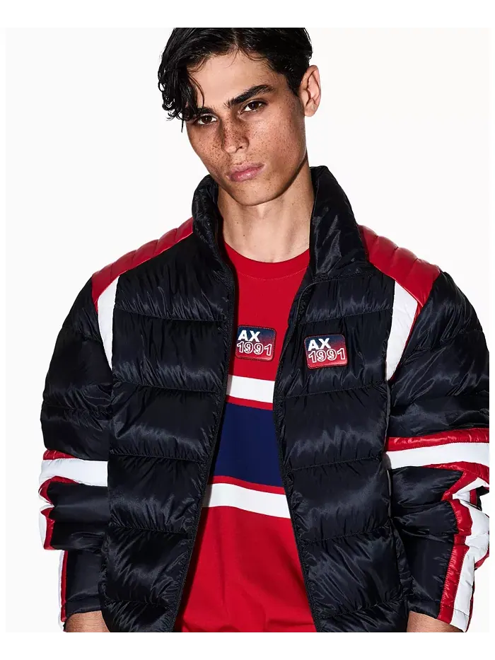 Мужская футболка с цветными блоками и логотипом A|X Armani Exchange — изображение 4 из 5