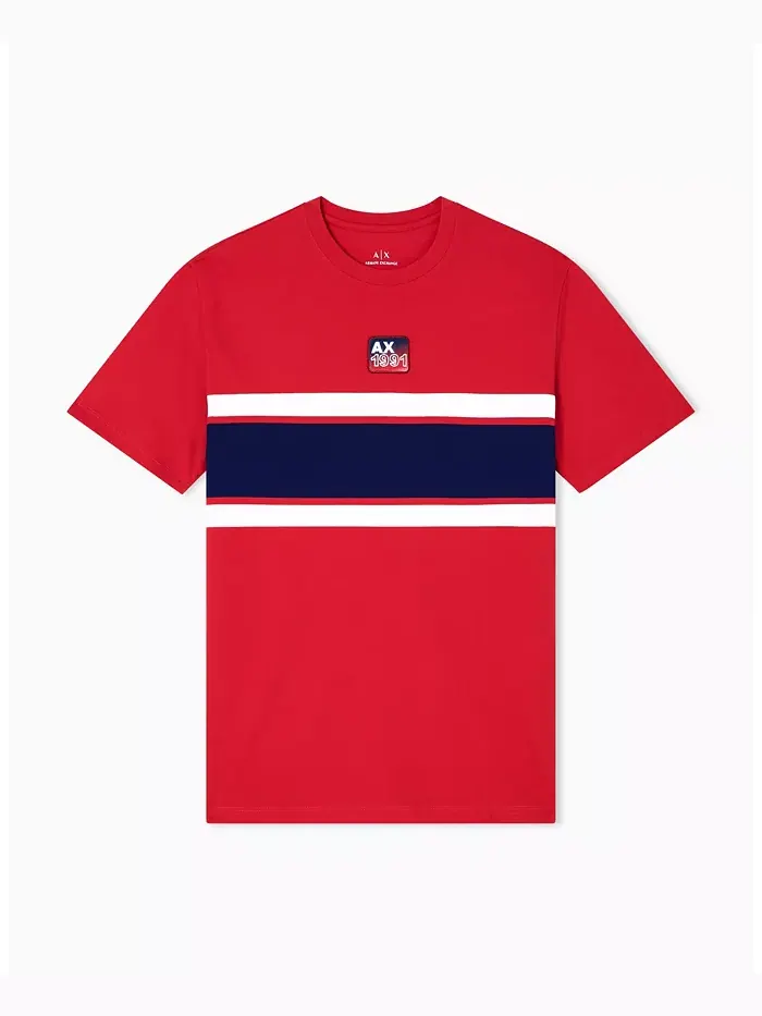 Мужская футболка с цветными блоками и логотипом A|X Armani Exchange — изображение 5 из 5