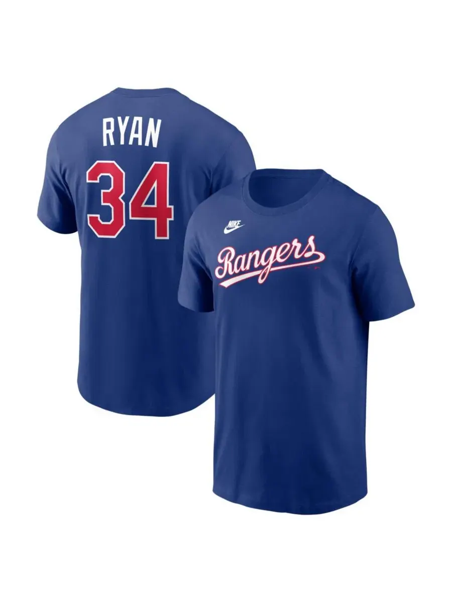 Футболка с коротким рукавом Nolan Ryan Texas Rangers Cooperstown Collection Nike — изображение 1 из 3, королевский