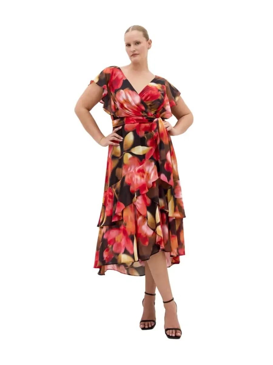 Платье макси с принтом Demure V-Neck Floral CITY CHIC, Lollita Floral — изображение 1 из 4