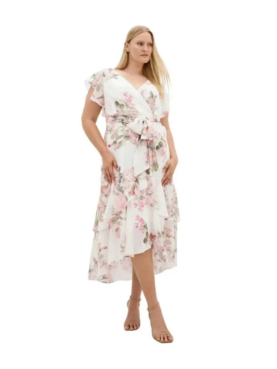 Платье макси с цветочным принтом, без рукавов, модель Demure V-Neck CITY CHIC, Delicate Fl