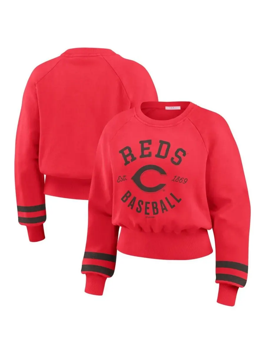 WEAR by Erin Andrews Женская красная укороченная толстовка с символикой команды Cincinnati Reds в — изображение 1 из 3