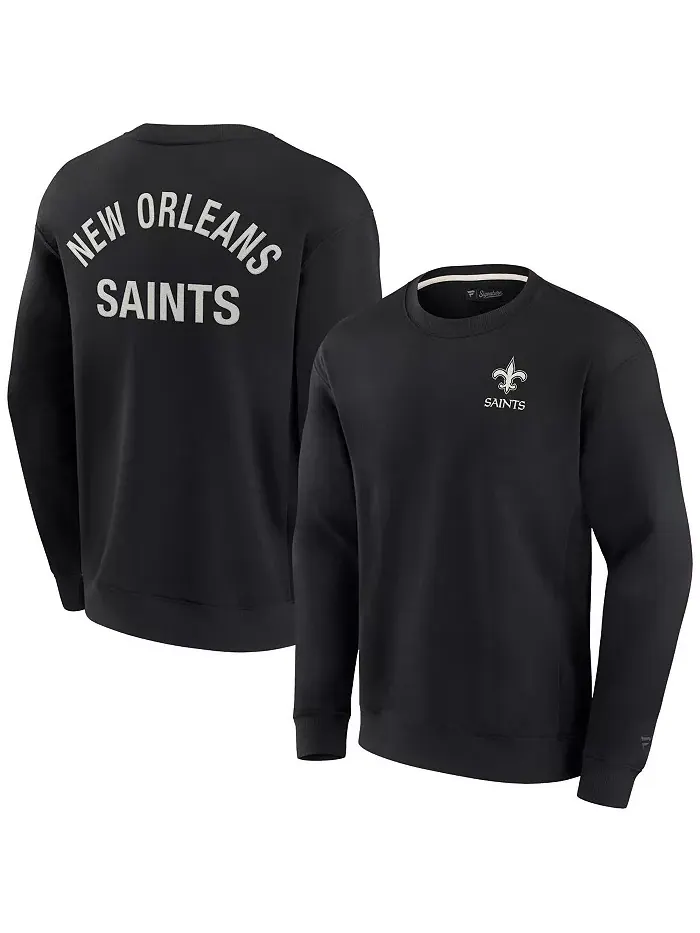 Мужская и женская черная супермягкая толстовка New Orleans Saints с круглым вырезом Fanatics — изображение 1 из 3